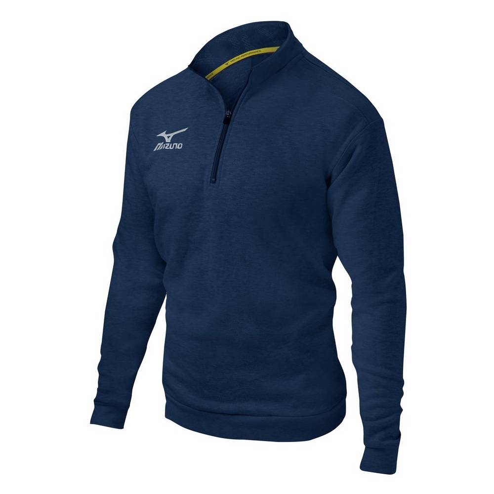 Mizuno 1/2 Cipzáros Fleece Férfi Pulóver Sötétkék UGS863459